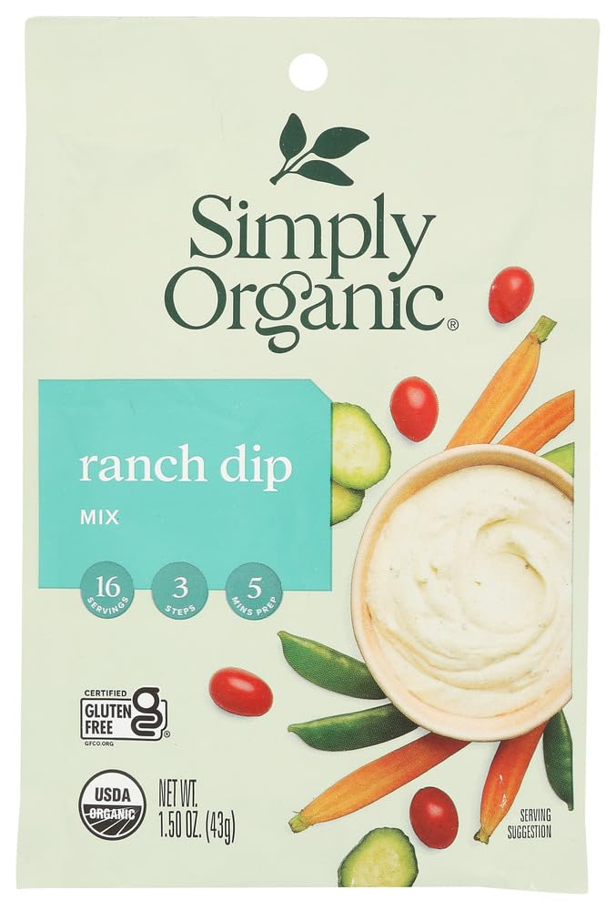 Simply Organic Ranch Dip, Certified Organic, Gluten-Free | 1.5 oz | Pack of 3