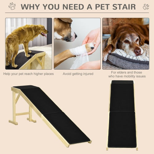 Ramp For Dog Bed, Pet Ramp For Dog With Non-slip Carpet And Top Platfo