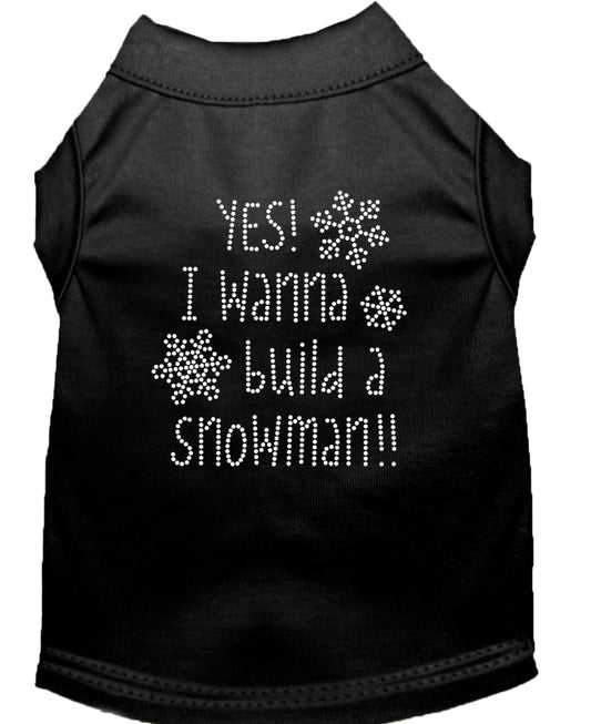 Mirage Pet 52-104 BKXS Yes I Want to Build A Snowman Rhinestone Dog Sh