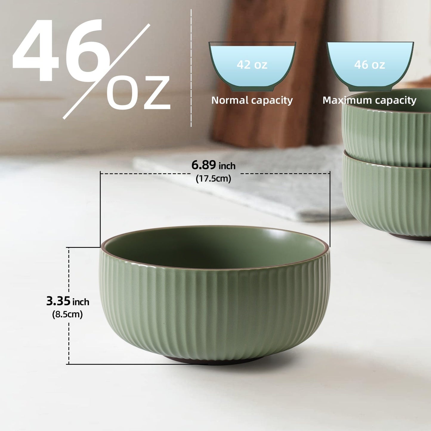 Ceramic Bowls For Kitchen, 46oz Bowl Set Of 4 For Cereal, Salad,